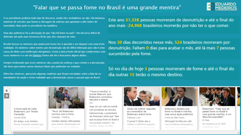 Não existe fome no pais